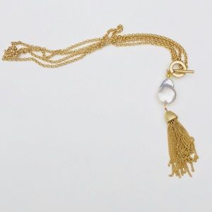 Coin pearl toggle necklace
